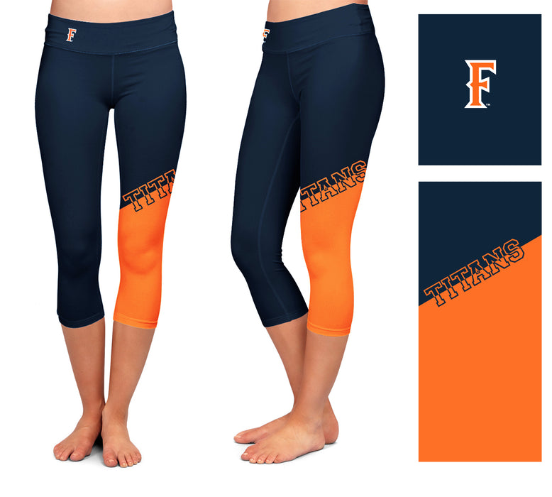 Cal State Fullerton Titans Vive La Fete Game Day Collegiate Leg Color Block Women Blue Orange Capri Leggings - Vive La Fête - Online Apparel Store