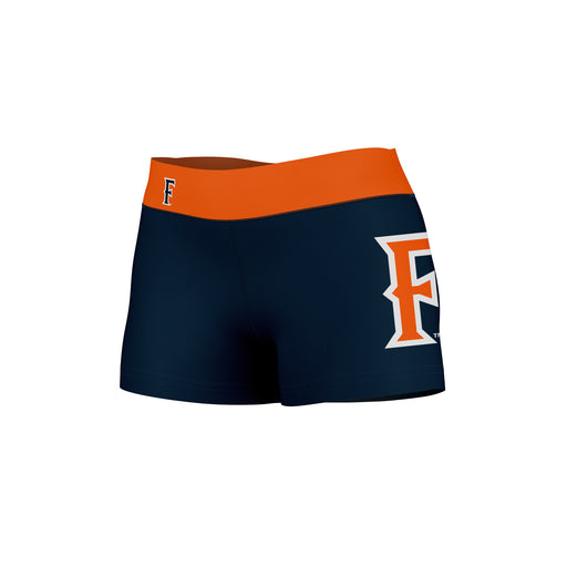 Cal State Fullerton Titans Vive La Fete Logo on Thigh & Waistband Navy Orange Women Yoga Booty Workout Shorts 3.75 Insea