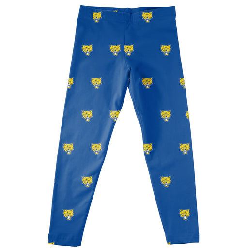 Fort Valley State Wildcats Vive La Fete Girls Game Day All Over Logo Elastic Waist Classic Play Blue Leggings Tights