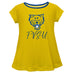 Fort Valley State Wildcats FVSU Vive La Fete Girls Game Day Short Sleeve Gold Top with School Logo and Name