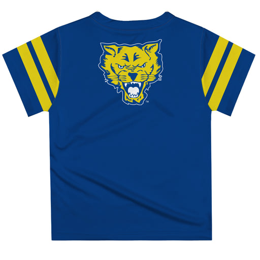Fort Valley State Wildcats FVSU Vive La Fete Boys Game Day Blue Short Sleeve Tee with Stripes on Sleeves - Vive La Fête - Online Apparel Store