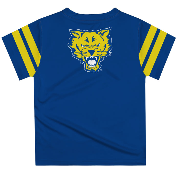 Fort Valley State Wildcats FVSU Vive La Fete Boys Game Day Blue Short Sleeve Tee with Stripes on Sleeves - Vive La Fête - Online Apparel Store