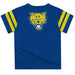 Fort Valley State Wildcats FVSU Vive La Fete Boys Game Day Blue Short Sleeve Tee with Stripes on Sleeves - Vive La Fête - Online Apparel Store