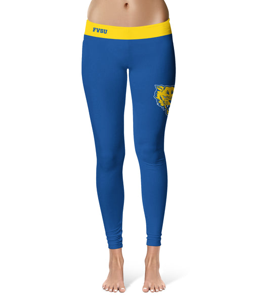 Fort Valley State Wildcats FVSU Vive La Fete Game Day Collegiate Logo on Thigh Blue Women Yoga Leggings 2.5 Waist Tights