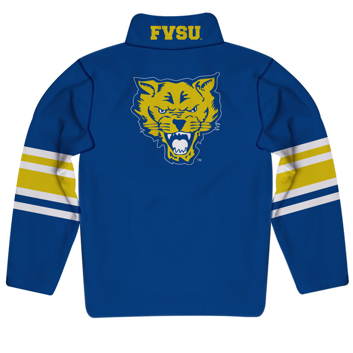 Fort Valley State Wildcats FVSU Vive La Fete Game Day Blue Quarter Zip Pullover Stripes on Sleeves - Vive La Fête - Online Apparel Store