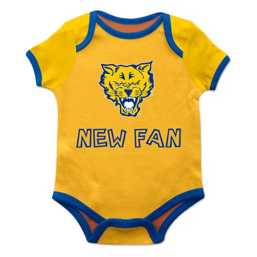 Fort Valley State Wildcats FVSU Vive La Fete Infant Gold Short Sleeve Onesie New Fan Logo and Mascot Bodysuit