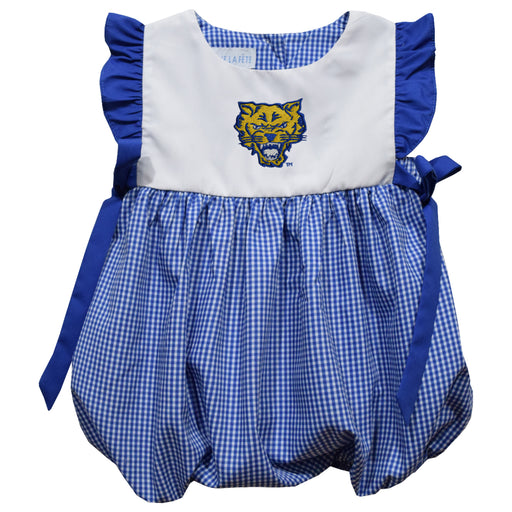 Fort Valley State Wildcats FVSU Embroidered Royal Gingham Short Sleeve Girls Bubble