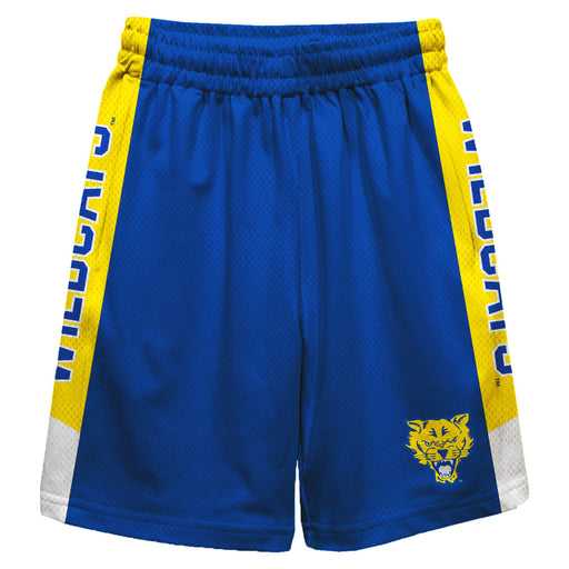 Fort Valley State Wildcats FVSU Vive La Fete Game Day Blue Stripes Boys Solid Gold Athletic Mesh Short