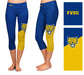Fort Valley State Wildcats FVSU  Vive La Fete Collegiate Leg Color Block Girls Blue Gold Capri Leggings - Vive La Fête - Online Apparel Store