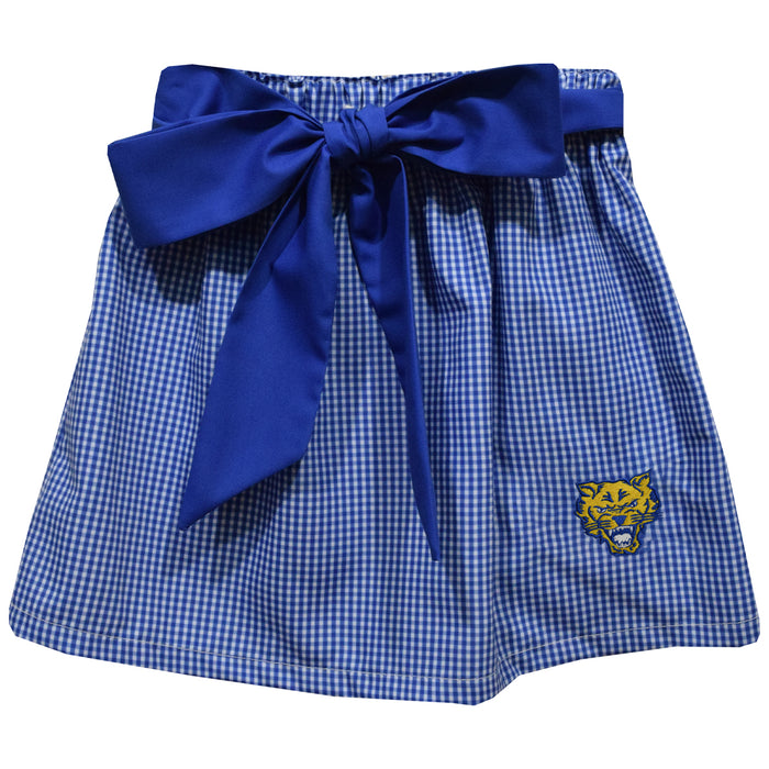 Fort Valley State Wildcats FVSU Embroidered Royal Gingham Skirt with Sash