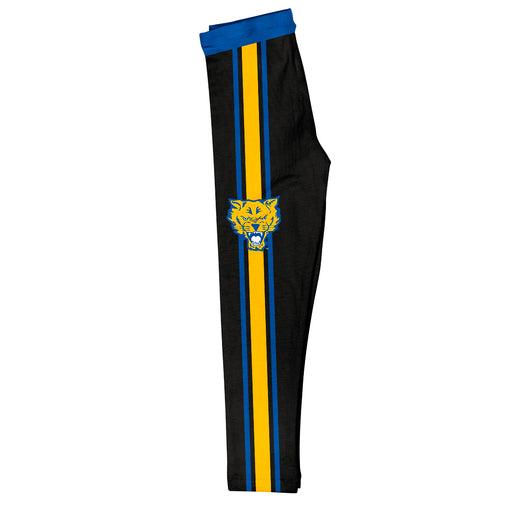 Fort Valley State Wildcats FVSU Vive La Fete Girls Game Day Black with Blue Stripes Leggings Tights