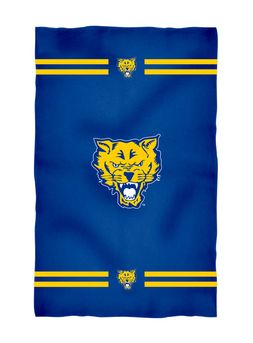 Fort Valley State Wildcats FVSU Vive La Fete Game Day Absorbent Premium Blue Beach Bath Towel 31 x 51 Logo and Stripes