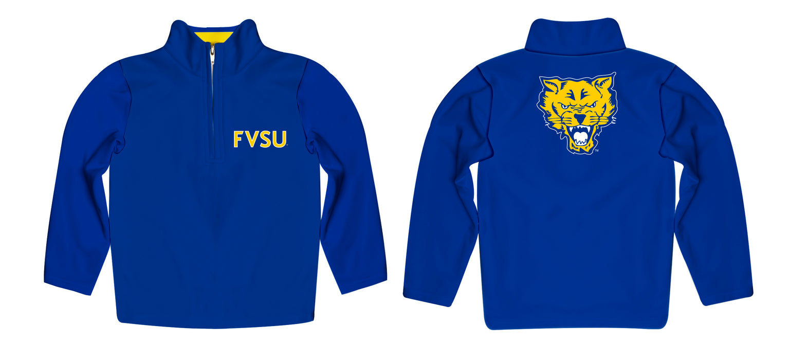 Fort Valley State Wildcats FVSU Vive La Fete Game Day Solid Blue Quarter Zip Pullover Sleeves - Vive La Fête - Online Apparel Store