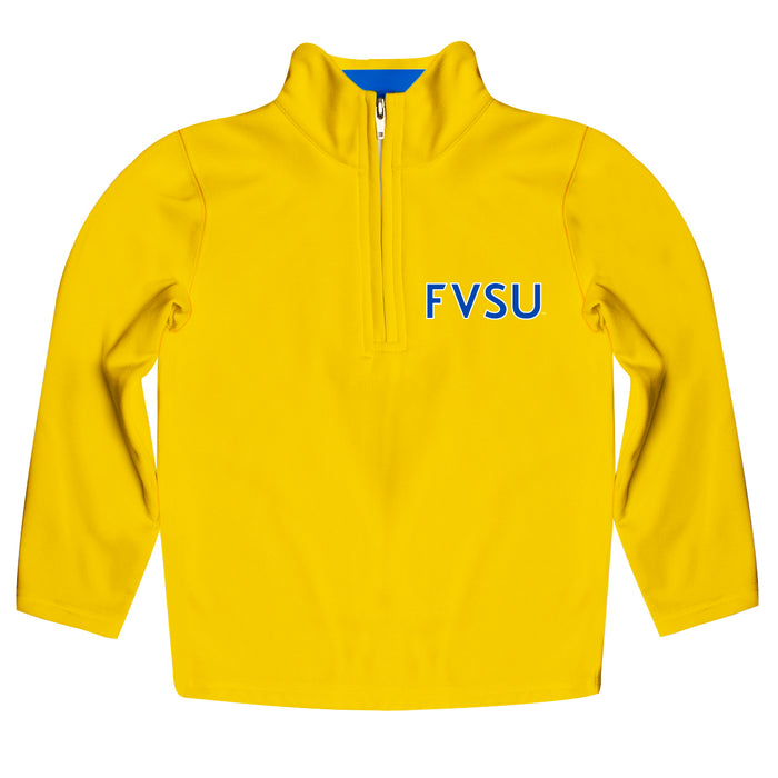 Fort Valley State Wildcats FVSU Vive La Fete Game Day Solid Gold Quarter Zip Pullover Sleeves