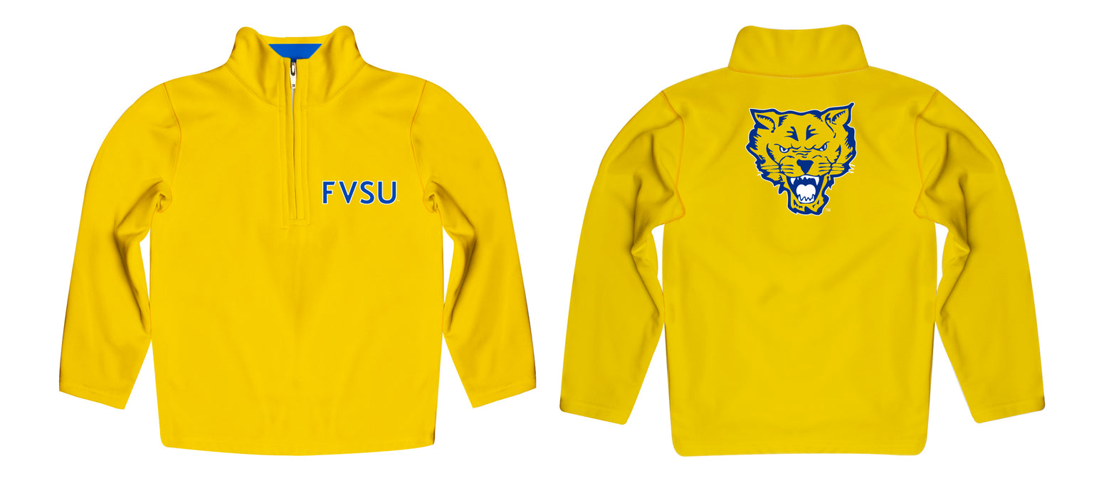 Fort Valley State Wildcats FVSU Vive La Fete Game Day Solid Gold Quarter Zip Pullover Sleeves - Vive La Fête - Online Apparel Store