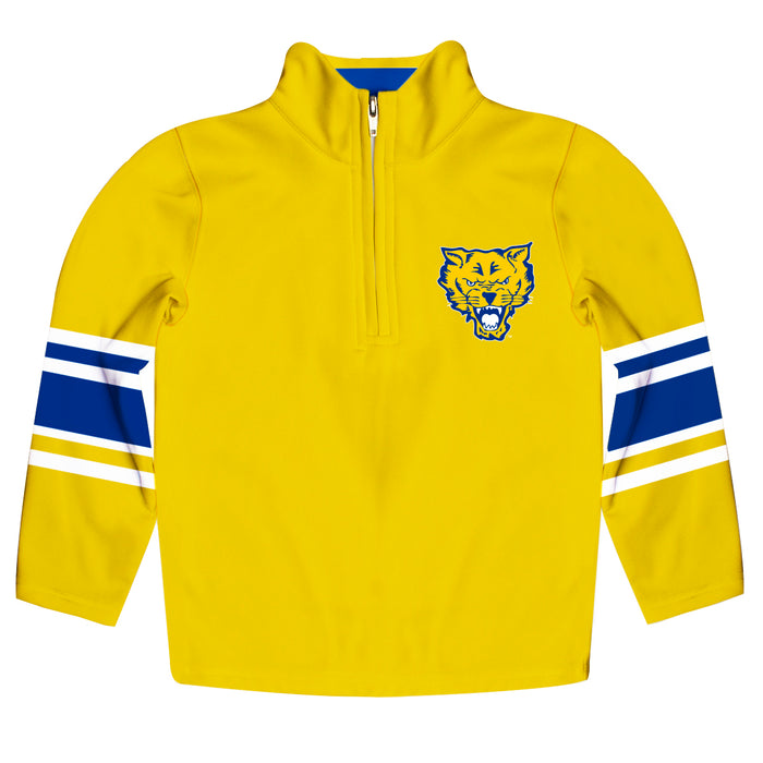 Fort Valley State Wildcats FVSU Vive La Fete Game Day Gold Quarter Zip Pullover Stripes on Sleeves