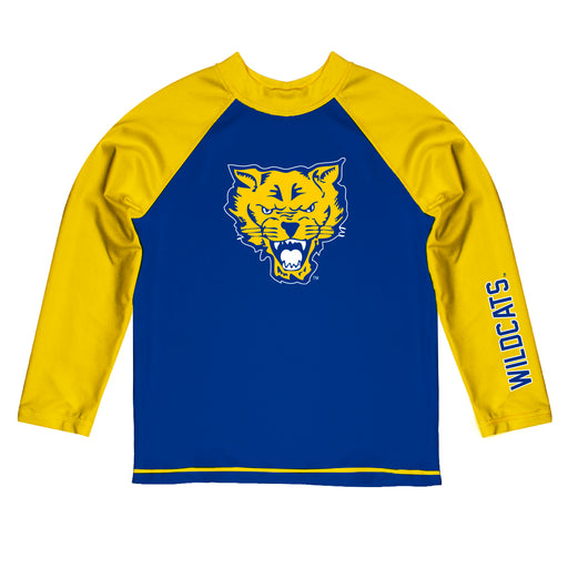 Fort Valley State Wildcats FVSU Vive La Fete Blue and Gold Long Sleeve Raglan Rashguard