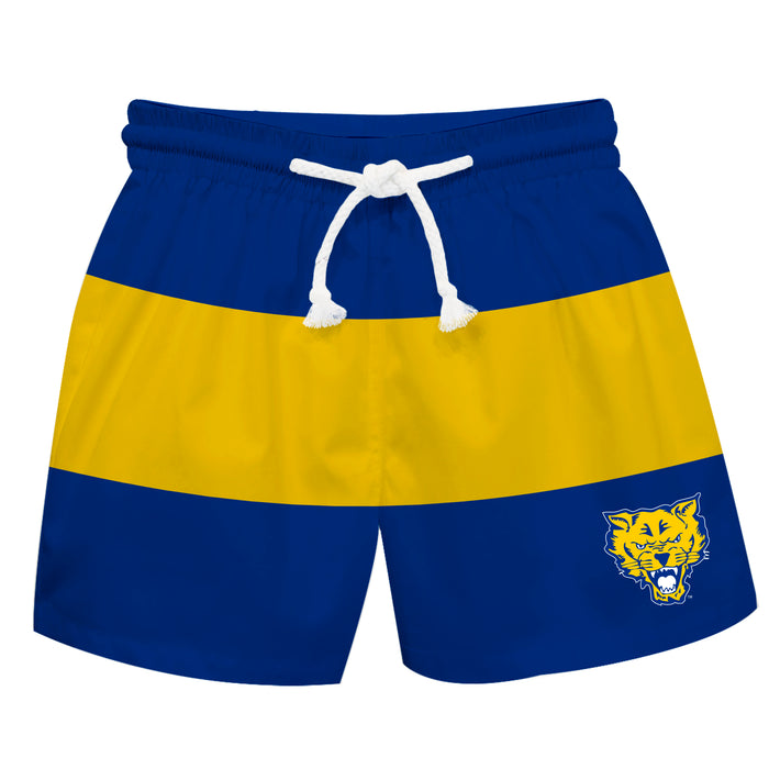 Fort Valley State Wildcats FVSU Vive La Fete Blue Gold Stripes Swimtrunks V2