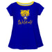 Fort Valley State Wildcats FVSU Vive La Fete Girls Game Day Short Sleeve Blue Top with School Logo and Name