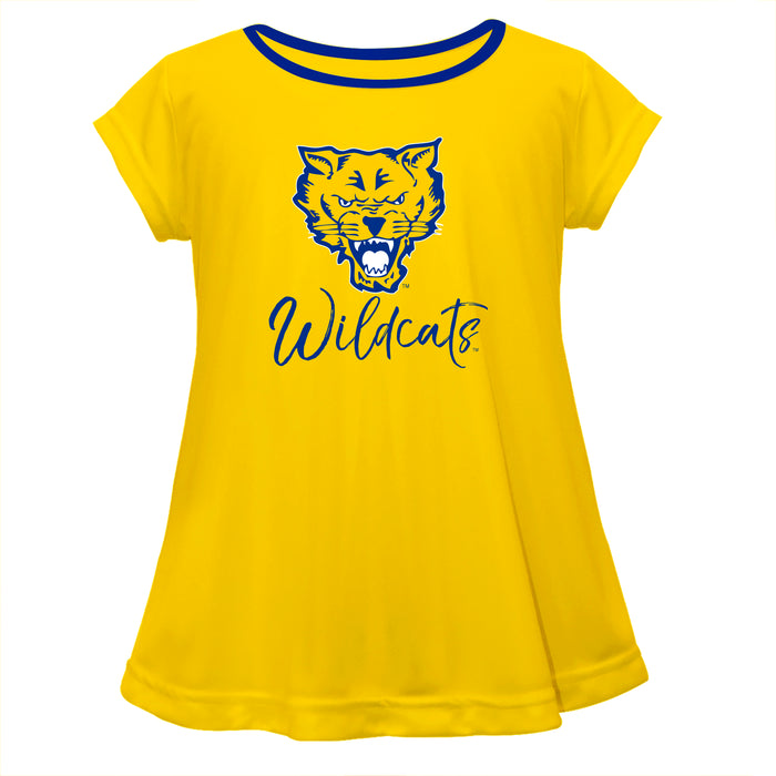 Fort Valley State Wildcats FVSU Vive La Fete Girls Game Day Short Sleeve Gold Top with School Logo and Name