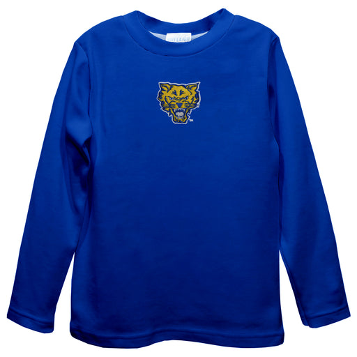 Fort Valley State Wildcats FVSU Embroidered Royal Long Sleeve Boys Tee Shirt