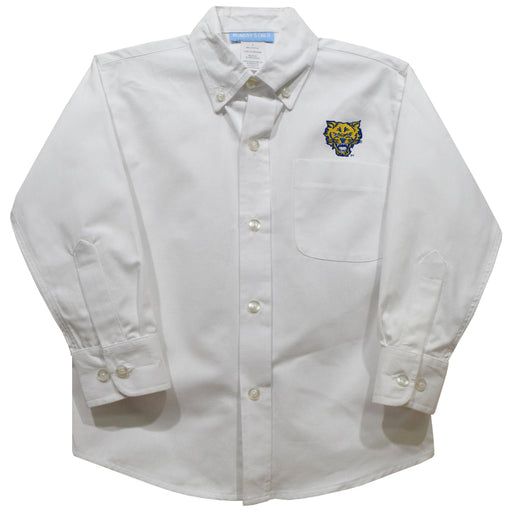 Fort Valley State Wildcats FVSU Embroidered White Long Sleeve Button Down Shirt