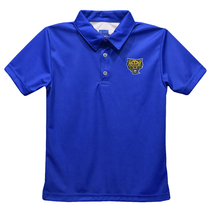 Fort Valley State Wildcats FVSU Embroidered Royal Short Sleeve Polo Box