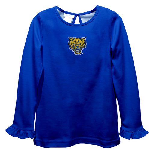 Fort Valley State Wildcats FVSU Embroidered Royal Knit Long Sleeve Girls Blouse
