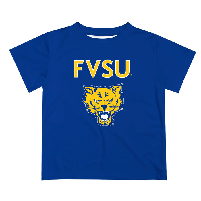 Fort Valley State Wildcats FVSU Vive La Fete Boys Game Day V2 Blue Short Sleeve Tee Shirt