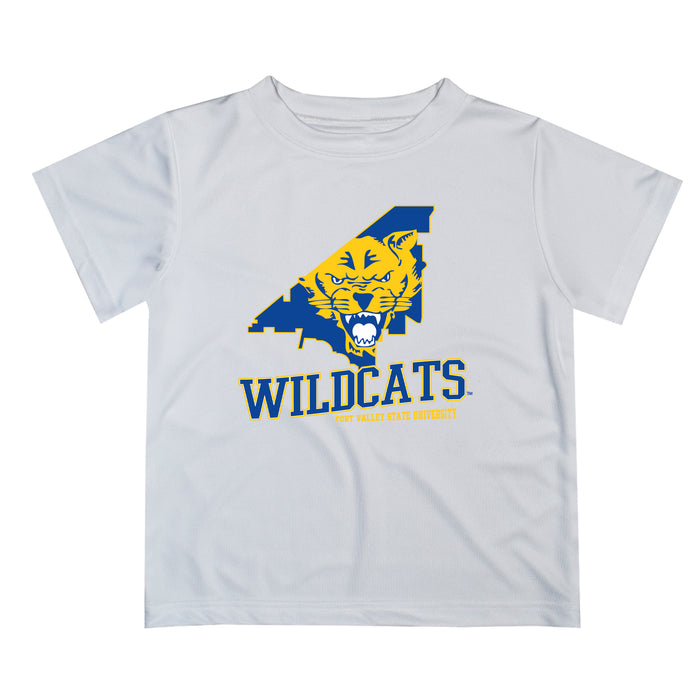 Fort Valley State Wildcats FVSU Vive La Fete State Map White Short Sleeve Tee Shirt