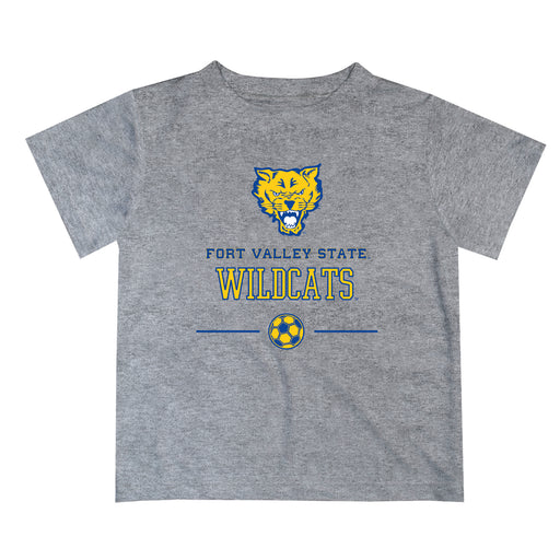 Fort Valley State Wildcats FVSU Vive La Fete Soccer V1 Gray Short Sleeve Tee Shirt