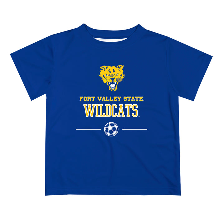 Fort Valley State Wildcats FVSU Vive La Fete Soccer V1 Blue Short Sleeve Tee Shirt