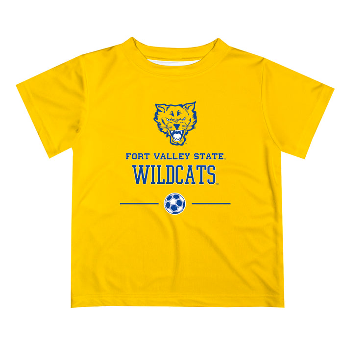 Fort Valley State Wildcats FVSU Vive La Fete Soccer V1 Gold Short Sleeve Tee Shirt
