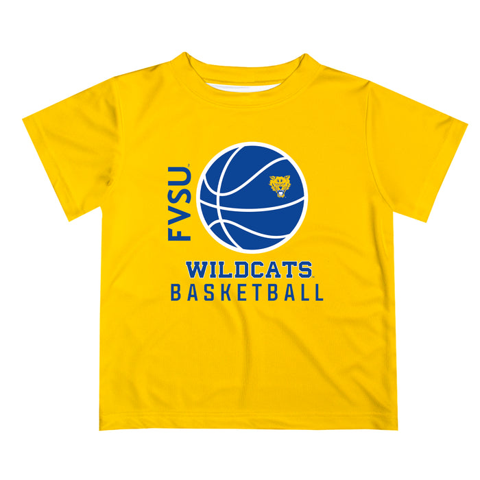Fort Valley State Wildcats FVSU Vive La Fete Basketball V1 Gold Short Sleeve Tee Shirt