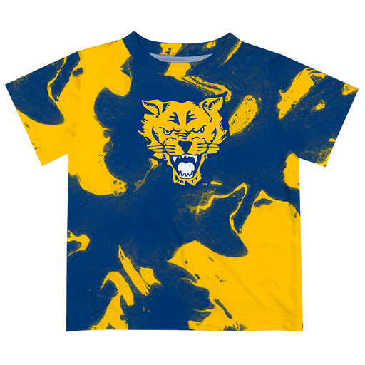 Fort Valley State Wildcats FVSU Vive La Fete Marble Boys Game Day Blue Short Sleeve Tee