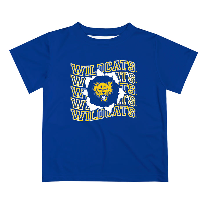 Fort Valley State Wildcats FVSU Vive La Fete  Blue Art V1 Short Sleeve Tee Shirt