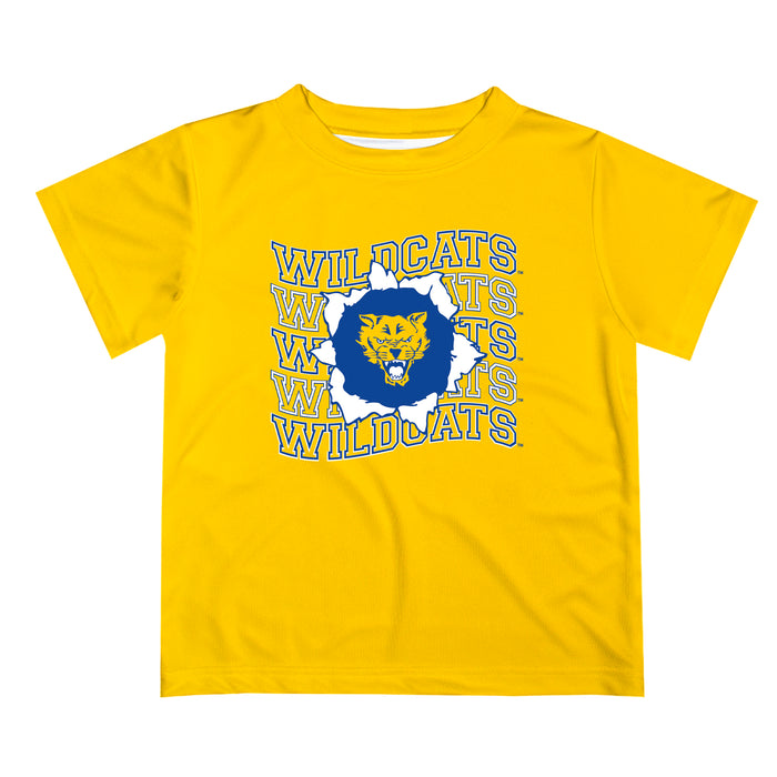 Fort Valley State Wildcats FVSU Vive La Fete  Gold Art V1 Short Sleeve Tee Shirt