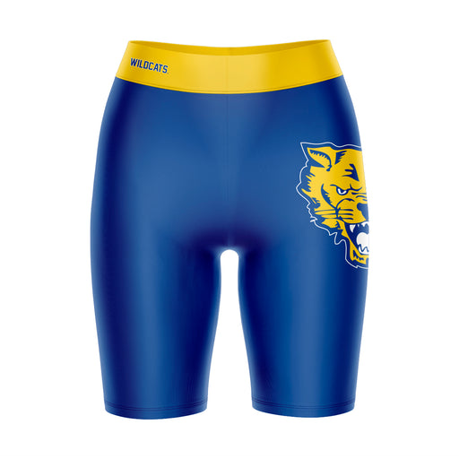 Fort Valley State Wildcats FVSU Vive La Fete Game Day Logo on Thigh and Waistband Blue & Gold Women Bike Short 9 Inseam