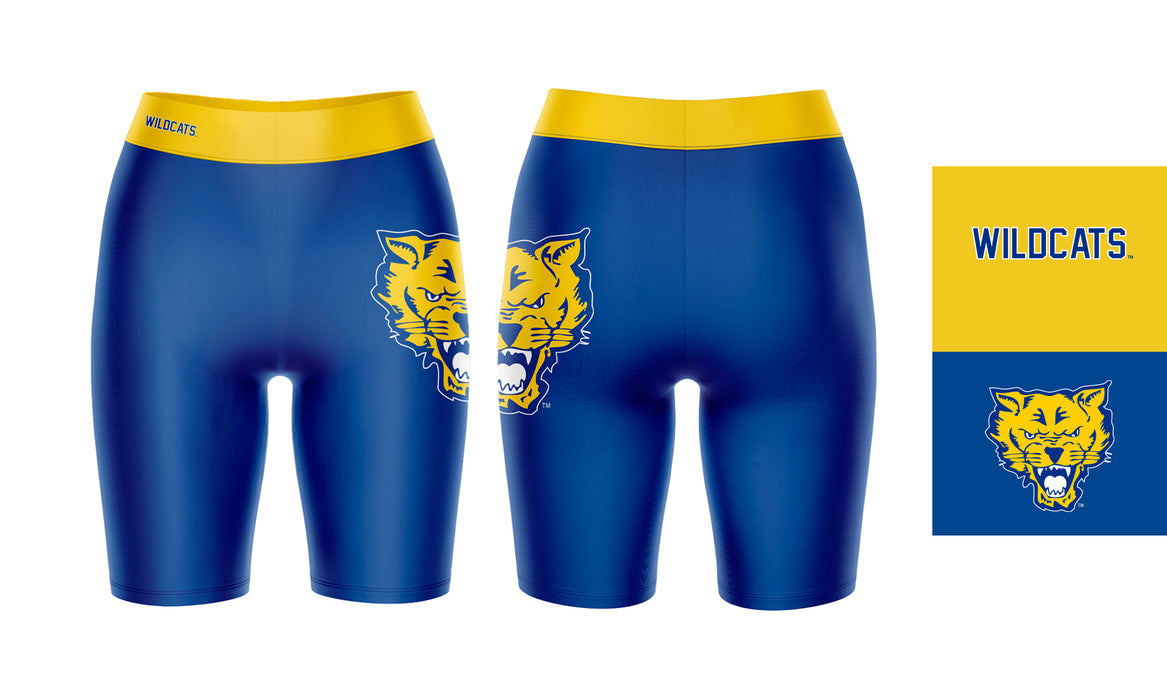 Fort Valley State Wildcats FVSU Vive La Fete Game Day Logo on Thigh and Waistband Blue & Gold Women Bike Short 9 Inseam - Vive La Fête - Online Apparel Store