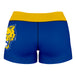 Fort Valley State Wildcats FVSU Logo on Thigh & Waistband  Blue Gold Women Yoga Booty Workout Shorts 3.75 Inseam