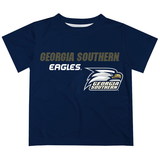 Georgia Southern Solid Stripped Logo Blue Short Sleeve Tee Shirt - Vive La Fête - Online Apparel Store