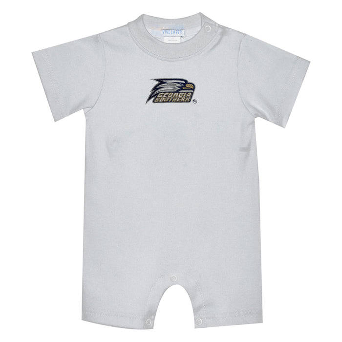 Georgia Southern Eagles Embroidered White Knit Short Sleeve Boys Romper