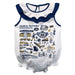 Georgia Southern Eagles  White Hand Sketched Vive La Fete Impressions Artwork Sleeveless Ruffle Onesie Bodysuit