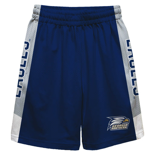 Georgia Southern Eagles Vive La Fete Game Day Blue Stripes Boys Solid Gray Athletic Mesh Short