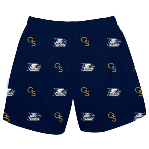 Georgia Southern Eagles Vive La Fete Boys Game Day All Over Logo Elastic Waist Classic Play Blue Pull On Short