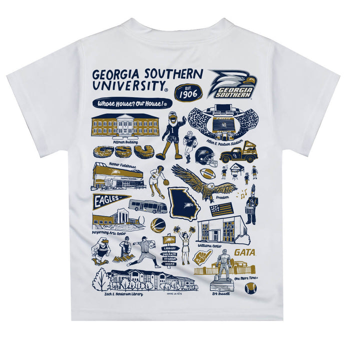 Georgia Southern Eagles Hand Sketched Vive La Fete Impressions Artwork Boys Navy Short Sleeve Tee Shirt - Vive La Fête - Online Apparel Store