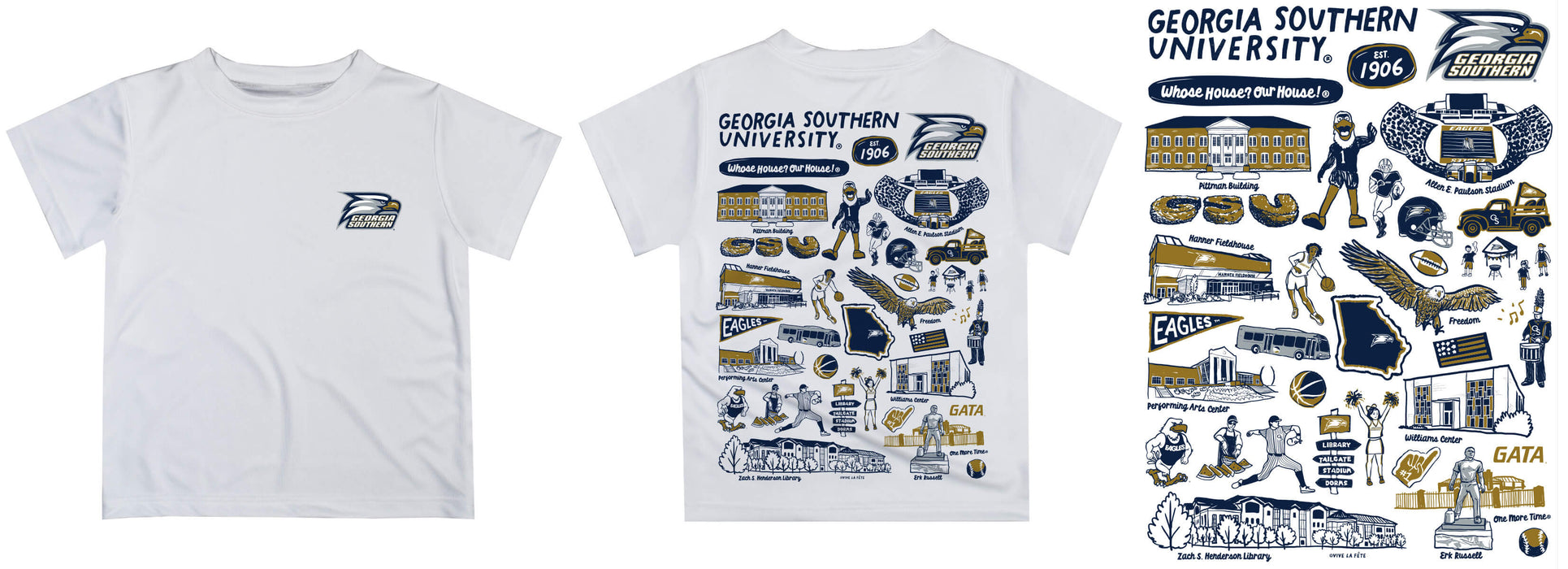 Georgia Southern Eagles Hand Sketched Vive La Fete Impressions Artwork Boys Navy Short Sleeve Tee Shirt - Vive La Fête - Online Apparel Store
