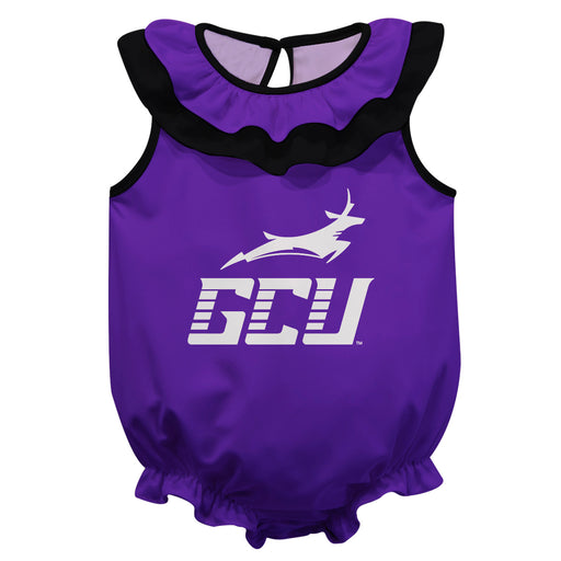 Grand Canyon University GCU Lopes Purple Sleeveless Ruffle Onesie Logo Bodysuit