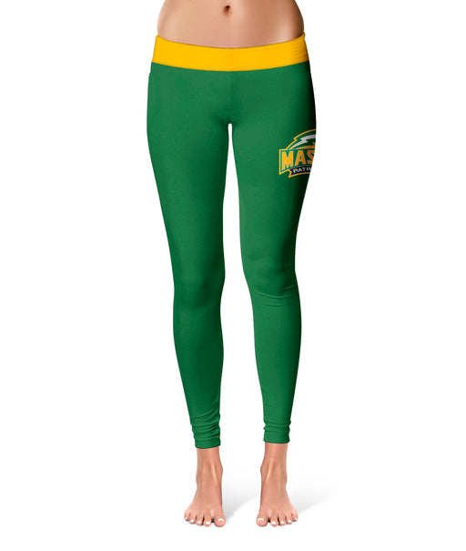 George Mason Patriots Vive La Fete Game Day Collegiate Logo on Thigh Green Women Yoga Leggings 2.5 Waist Tights" - Vive La Fête - Online Apparel Store