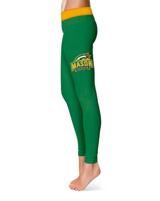 George Mason Patriots Vive La Fete Game Day Collegiate Logo on Thigh Green Women Yoga Leggings 2.5 Waist Tights" - Vive La Fête - Online Apparel Store
